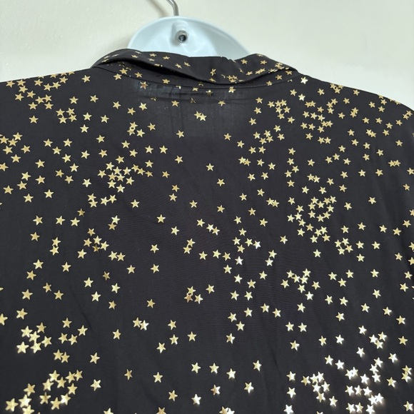 Solitaire Star Print Tunic/Mini Dress Size XL NEW Black Gold Metallic Button Up - Picture 8 of 12